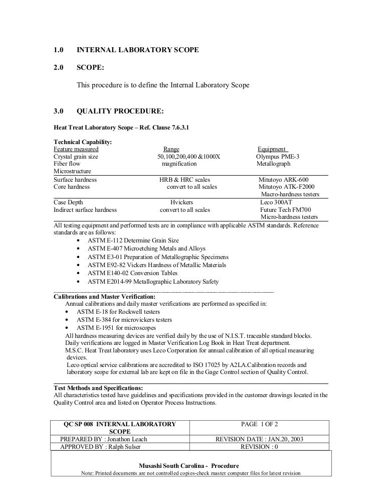 Internal laboratory scope