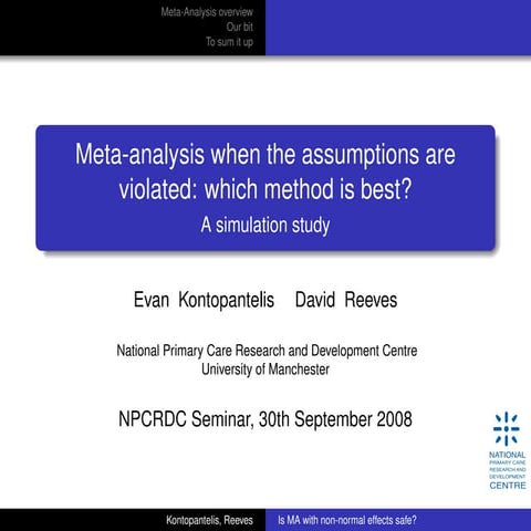 Meta-analysis when the normality assumptions are violated (2008)