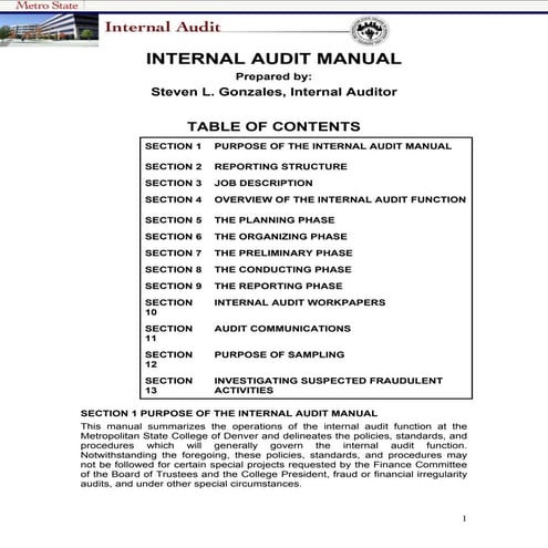 Internal manual audit denver