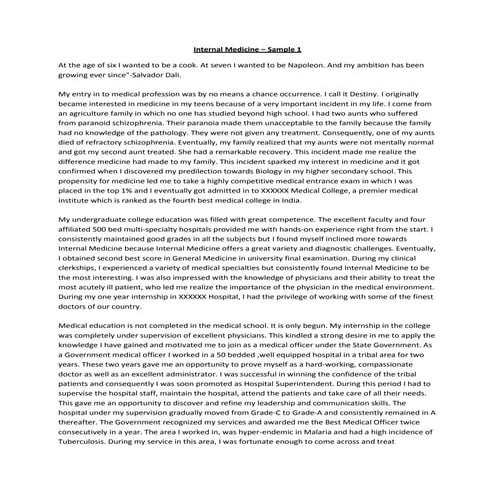 Internal medicine Personal Statement