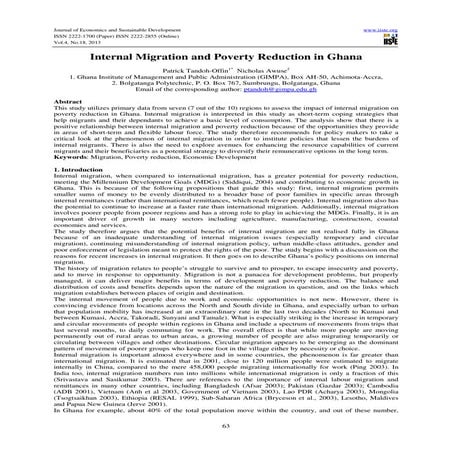 Internal migration and poverty reduction in ghana