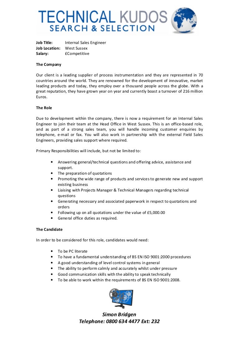 Internal Sales Engineer