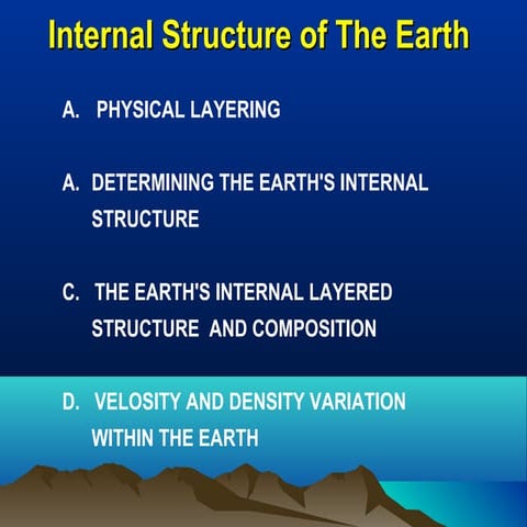 Internal structure of the earth