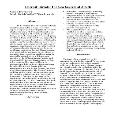 Internal Threats: The New Sources of Attack