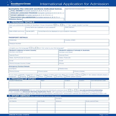 Southern Cross University International application-for-admission-2016042