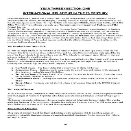 Notes on International Relations in the 20th Century