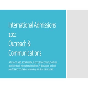International Admissions 101   Communications & Outreach Plans
