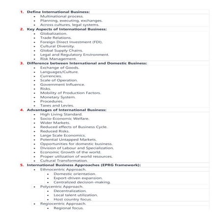 International Business questionnaire with answers | PDF