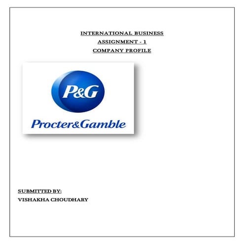 HISTORY OF P&G P&G is an American multinational consumer goods. Company  Headquarter in Ohio, United States. P&G was founded in 1837 by William  Procter. - ppt download