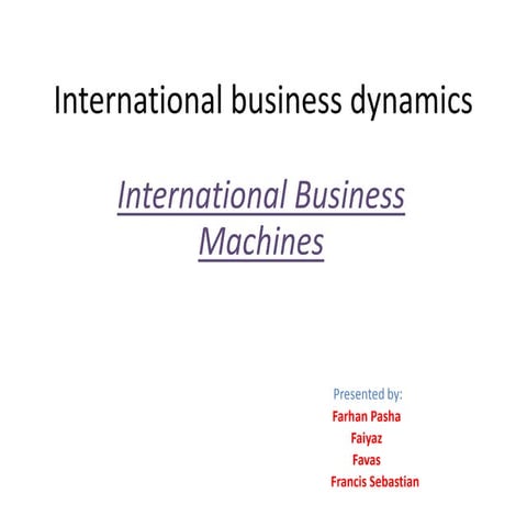 International business dynamics