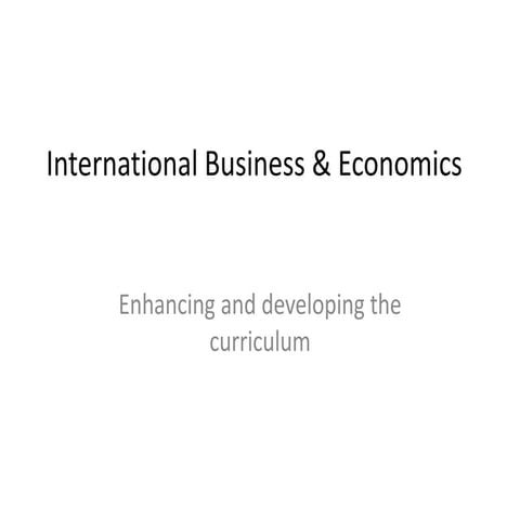 International business & economics online workshop