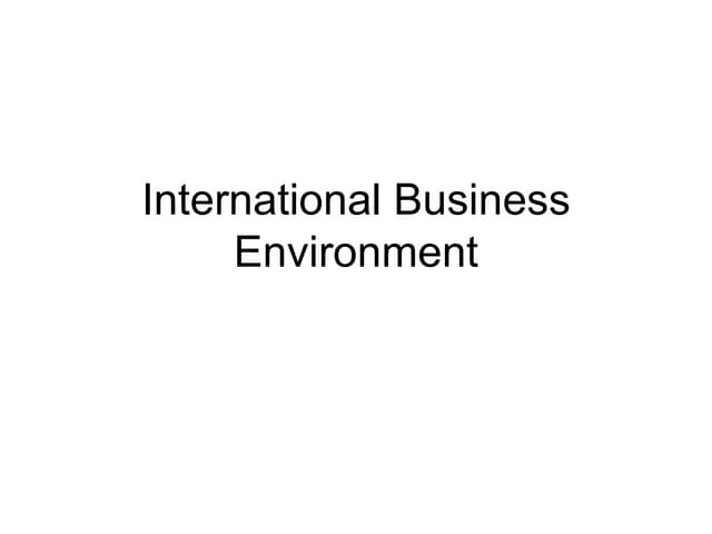 International Business Environment