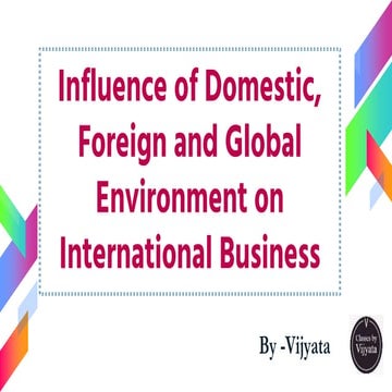 International Business Environment- Domestic, Foreign & Global Environment 
