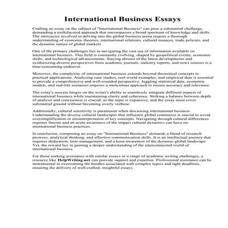 International Business Essays. PDF Argumentative Essay on International Busin...