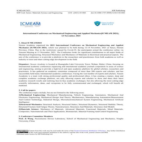 International conference on mechanical engineering and applied mechanics[icme...