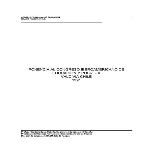  International congress 1991 of easter island