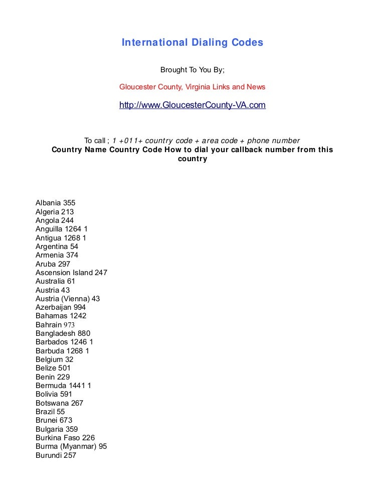 International Country Calling Codes 2