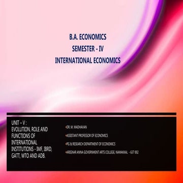 International economics   Unit - V