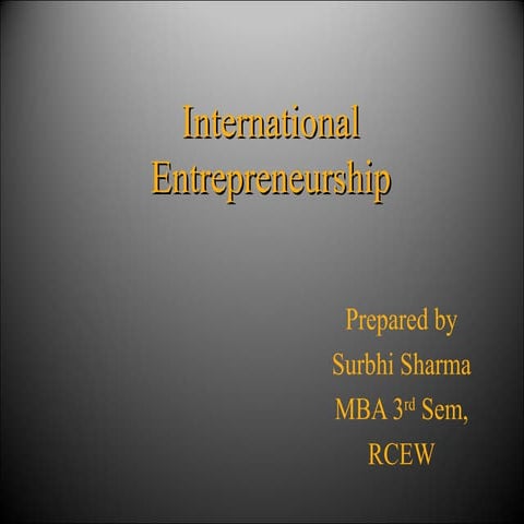 International entrepreneurship