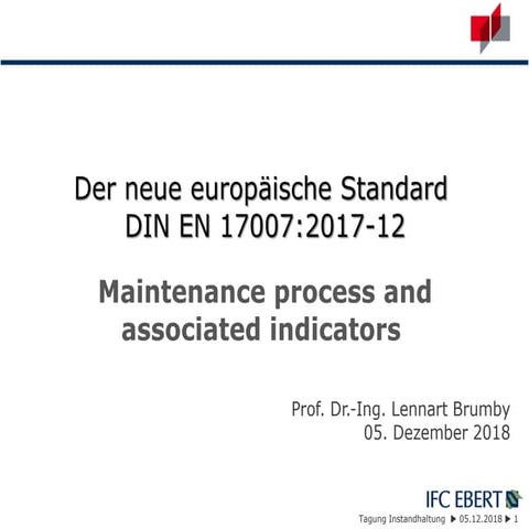 Internationale Standards zur instandhaltung