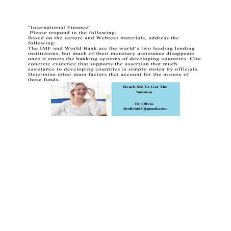 International Finance Please respond to the followingBased on.docx