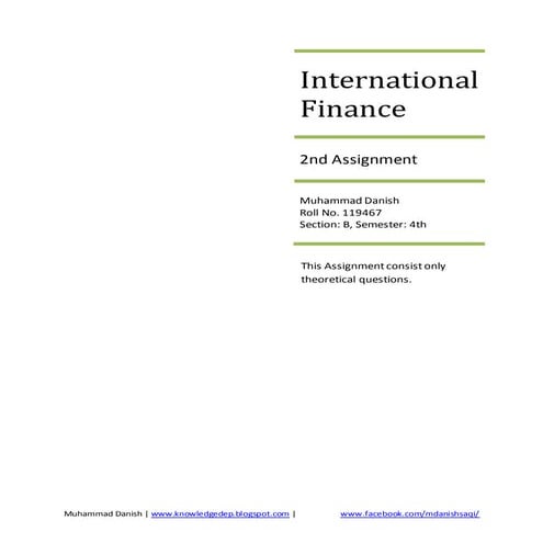 International finance second assignment