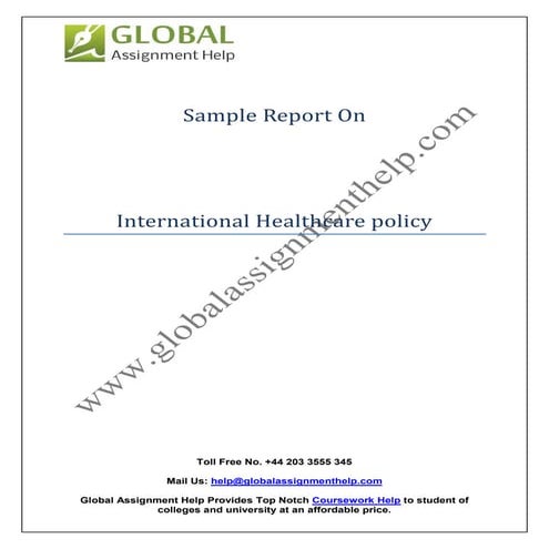 Sample Report on International Healthcare policy By Global Assignment Help