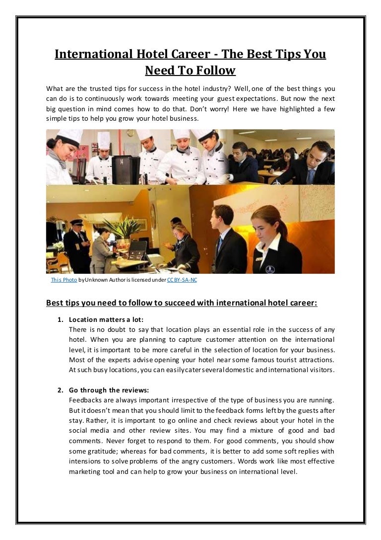 International Hotel Career The Best Tips You Need To Follow