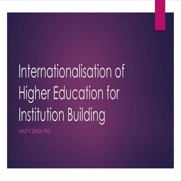 Internationalisation of Higher Education for institution building