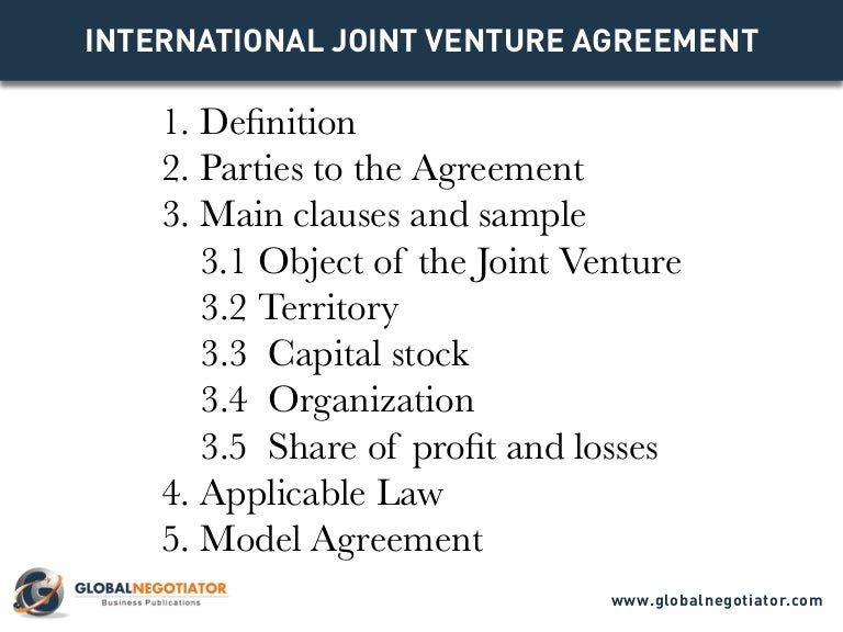 INTERNATIONAL JOINT VENTURE AGREEMENT TEMPLATE