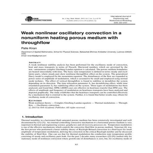Heat and mass transfer on mhd flow through a porous medium | PDF