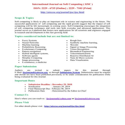 International Journal on Soft Computing (IJSC) | PDF