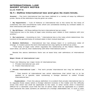 International Law Short Study Notes 