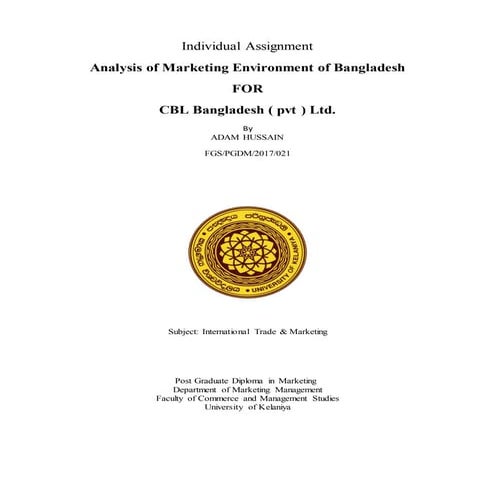 international marketing environment of Bangladesh for CBL Bangladesh 