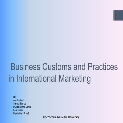 Business customs and practices in International Marketing