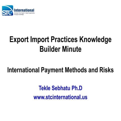 International Payment Methods and Risks