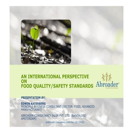 An International Perspective on Food Quality and Safety Standards bcic ...