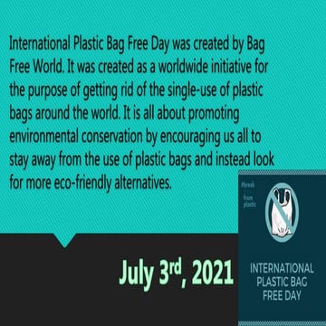 International plastic bag free day