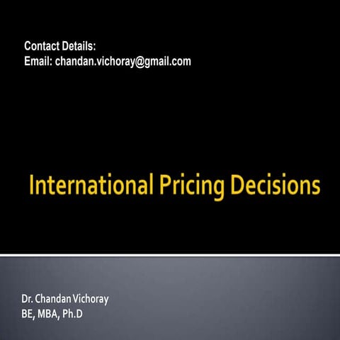 International Pricing Decisions 