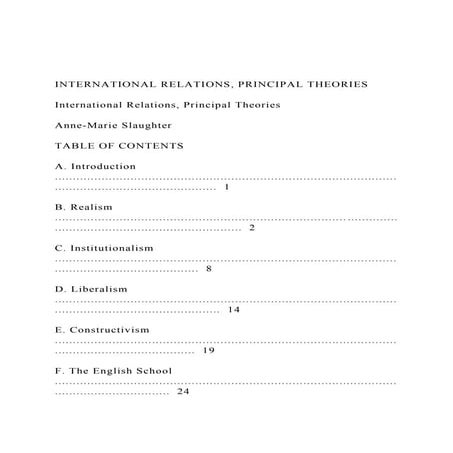 INTERNATIONAL RELATIONS, PRINCIPAL THEORIES International .docx