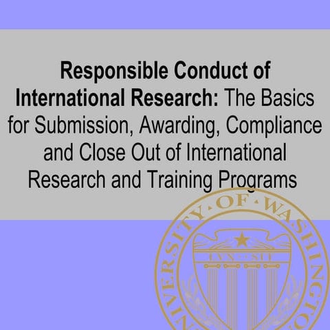 Responsible Conduct of International Research