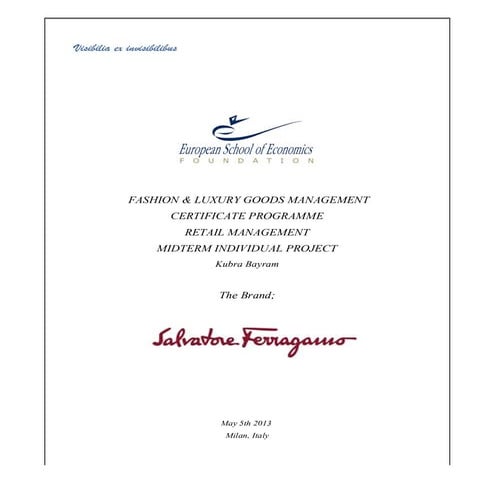 International Retail Structure of Ferragamo S.P.A