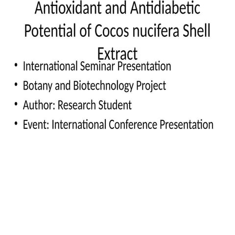 antioxidant and antidiabetic potential of coco nucifera shell extract ...