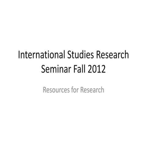 International Studies Research Seminar