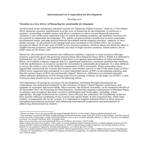 International tax cooperation for development