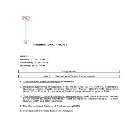 International Trade I