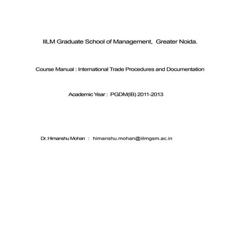 International trade procedures and documentation