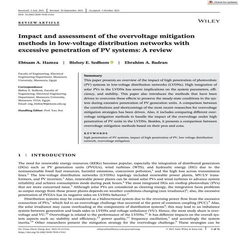 Impact of high level penetration of photovoltaics on Power system | PPTX