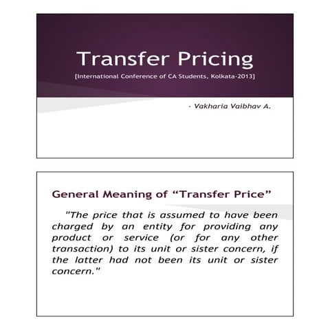 International & Domestic transfer pricing - Presentation - ppt