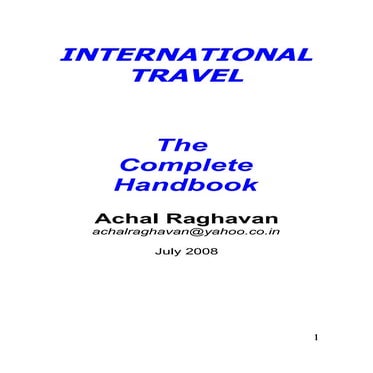 International Travel Hand Book